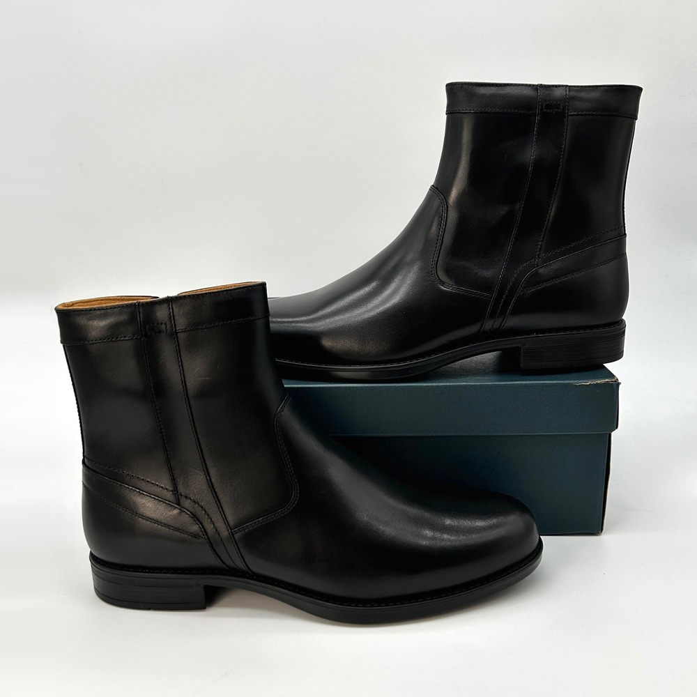 Florsheim Midtown Plain Toe Zipper Mens Dress Boot Sz. 10 Wide Black Leather NEW